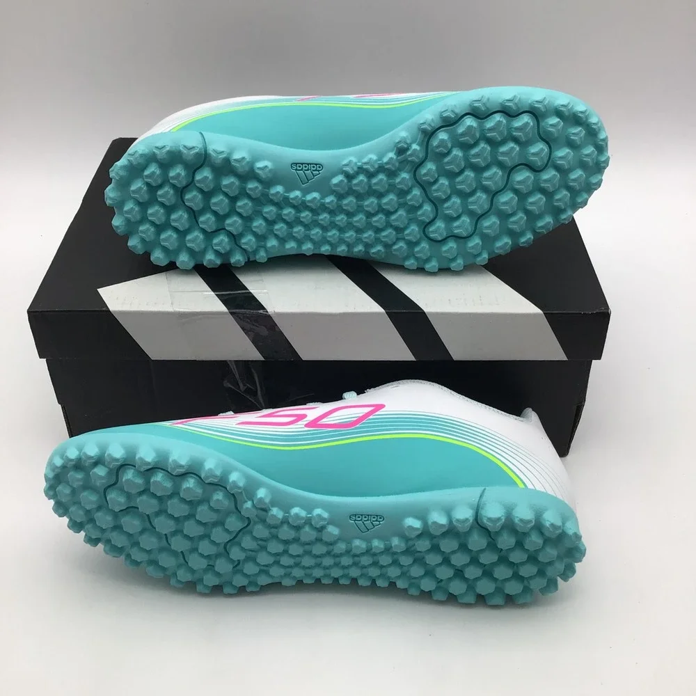 Adidas F50 Messi Club TF J Kids Soccer Shoes White Pink Aqua JQ0949 Size 5 Y NEW